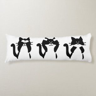 Black and White Tuxedo Cats   Three Wise Kitties Body Pillow