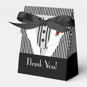 Black and White Tuxedo-Striped Favor Box