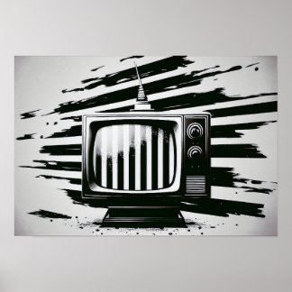 black and white TV poster 