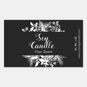Black And White Twigs And Leaves Soy Candle Sticker