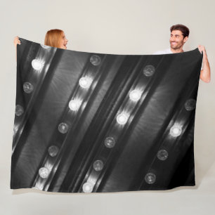 Black and White Twinkle Lights Fleece Blanket