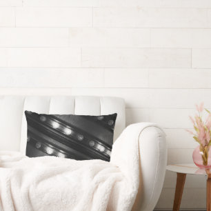 Black and White Twinkle Lights Lumbar Pillow