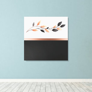 Black and White Two Tone with Leaf Design Canvas Print