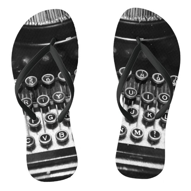 Black and White Typewriter Flip Flops (Footbed)