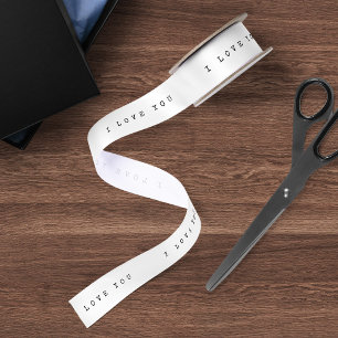 Black and White Typewriter I Love You Satin Ribbon