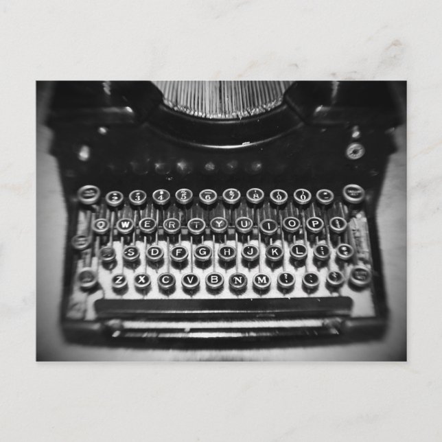Black and White Typewriter Postcard (Front)