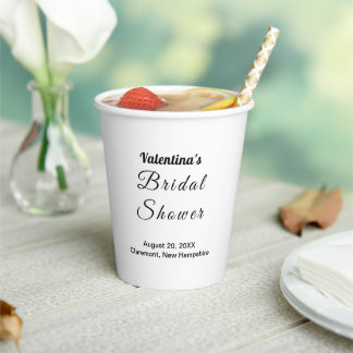 Black and White Typography Bridal Shower Paper Cup