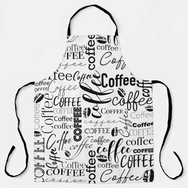 Black And White Typography Coffee Design Apron (Front)