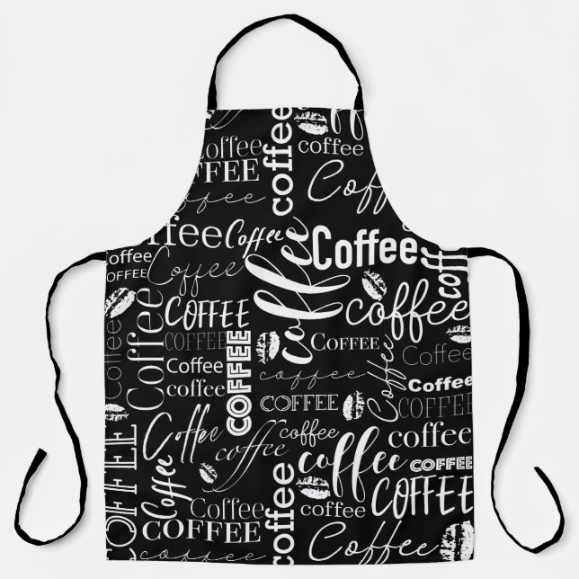 Black And White Typography Coffee Design Apron (Front)