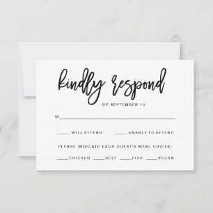 Black and White Typography   Meal Choice RSVP Card
