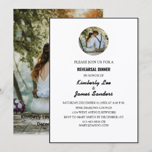 Black And White Typography Photo Rehearsal Dinner Invitation