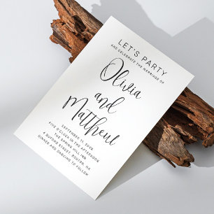 Black and white typography script wedding + QR Invitation