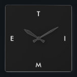 Black and White Typography Time Funny Minimalism Square Wall Clock<br><div class="desc">Black and White Typography Time Funny Minimalism Wall Clock, you can change the colours and the text</div>