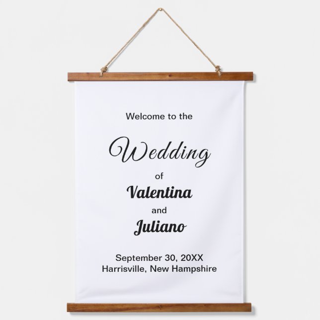 Black and White Typography Wedding Hanging Tapestry (Front)