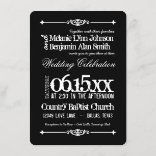 Black and White Typography Wedding Invitations