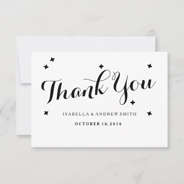 Black and White Typography Wedding Thank You card (Front)