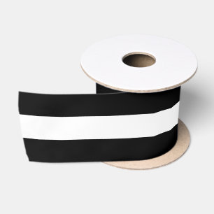 Black And White Ultra Wide Stripe Satin Ribbon