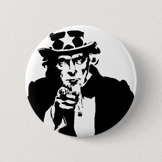 Black and White Uncle Sam Icon 2 Inch Round Button