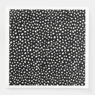 Black And White Uneven Dots Graphic Design Napkin