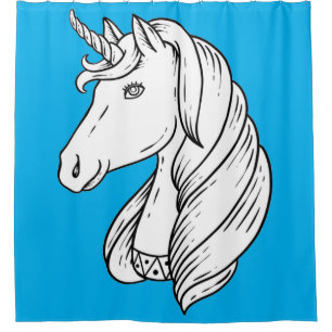 Black and white unicorn (Blue backgrd)