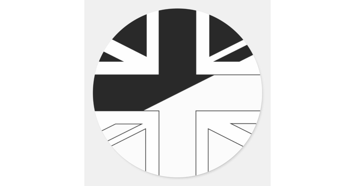 Black and White Union Jack British(UK) Flag Classic Round Sticker | Zazzle