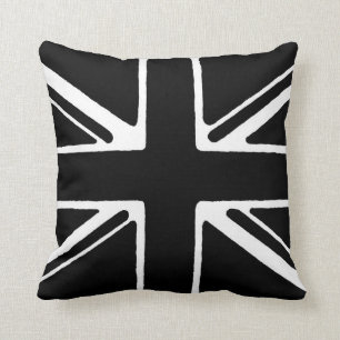 Black and white union jack throw pillow