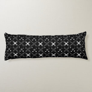 Black and White Unique Abstract Floral Pattern Body Pillow