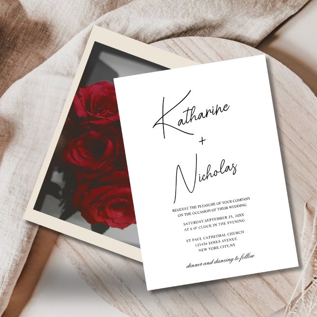 black and white unique classic wedding invitation (Creator Uploaded)