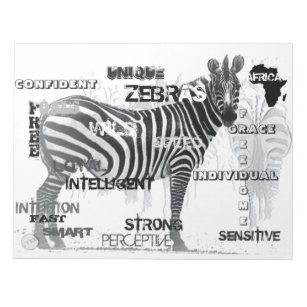 Black and White Unique Zebras Typography Notepad