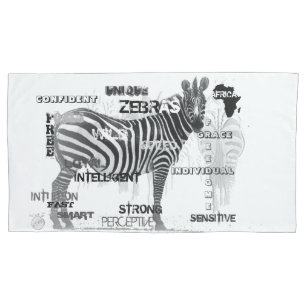 Black and White Unique Zebras Typography Pillowcase