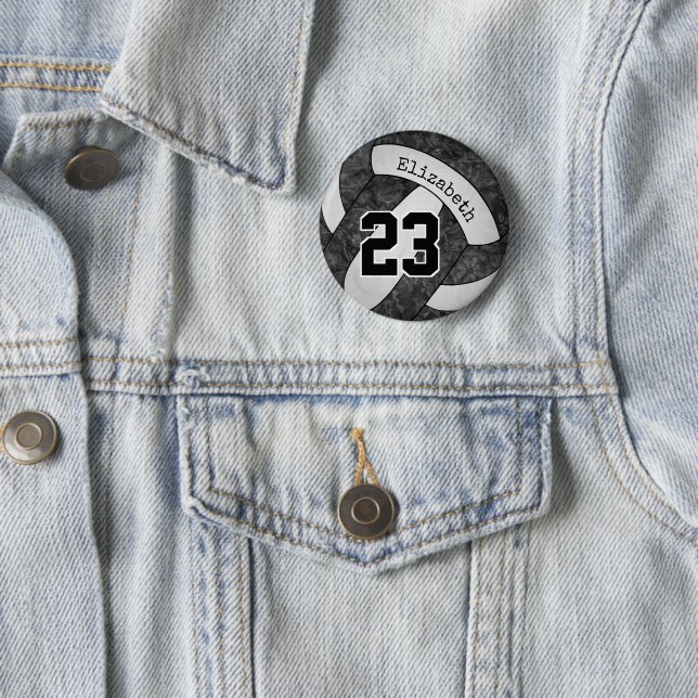 black and white vball girl team colours cute sport 2 inch round button (In Situ)