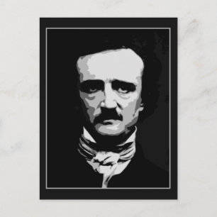 Black and white vector art, Edgar Allan Poe Postcard