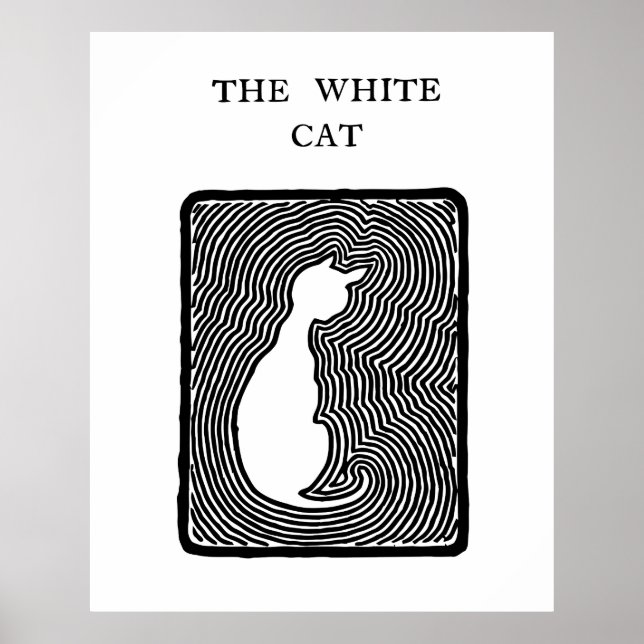 Black and white vector art The White Cat Poster (Front)
