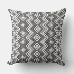 Black and white vertical geometric zig zag pattern outdoor pillow