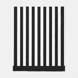 Black and White Vertical Referee Stripes Fleece Blanket