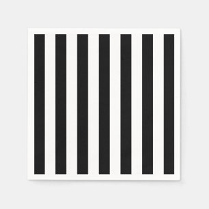 Black and White Vertical Referee Stripes Napkin