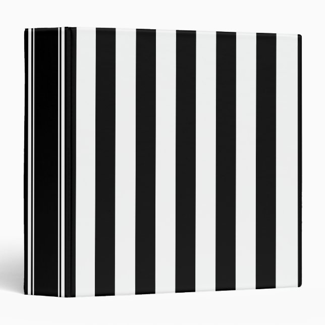 Black And White Vertical Stripe Binder (Front/Spine)