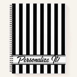Black And White Vertical Stripe Notebook