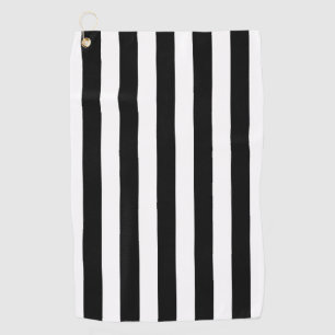 Black And White Vertical Stripe Pattern  Golf Towel