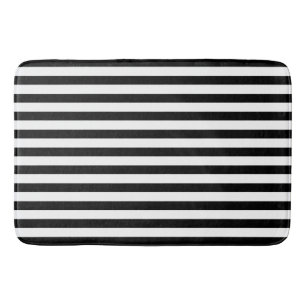 Black and White Vertical Stripes Bath Mat