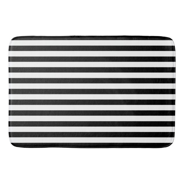 Black and White Vertical Stripes Bath Mat (Front)