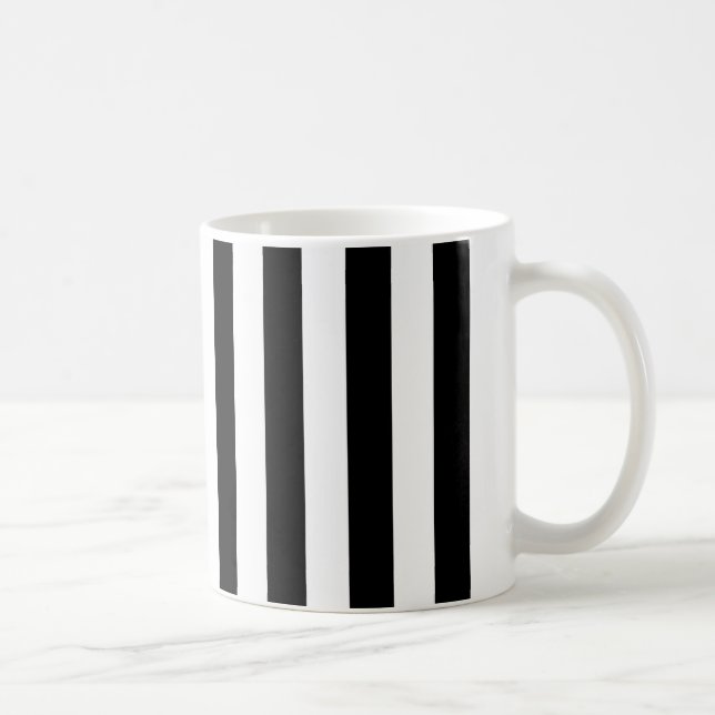 Black and White Vertical Stripes Coffee Mug (Right)