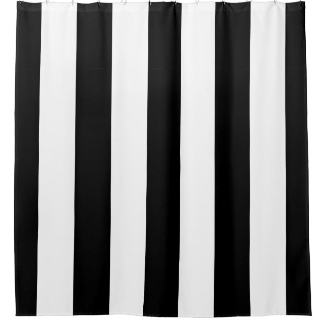 Black and White Vertical Stripes Shower Curtain (Front)