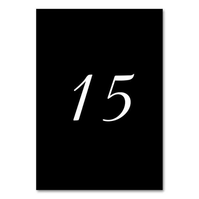 Black and White Vertical Table Number (Front)