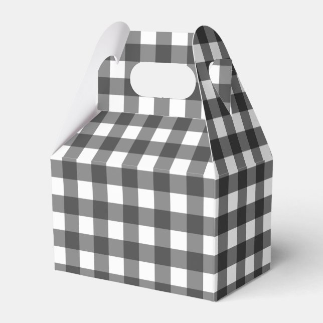 Black and White Vichy Print Gingham Pattern Favor Box (Front Side)