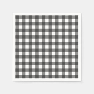 Black and White Vichy Print Gingham Pattern Napkin