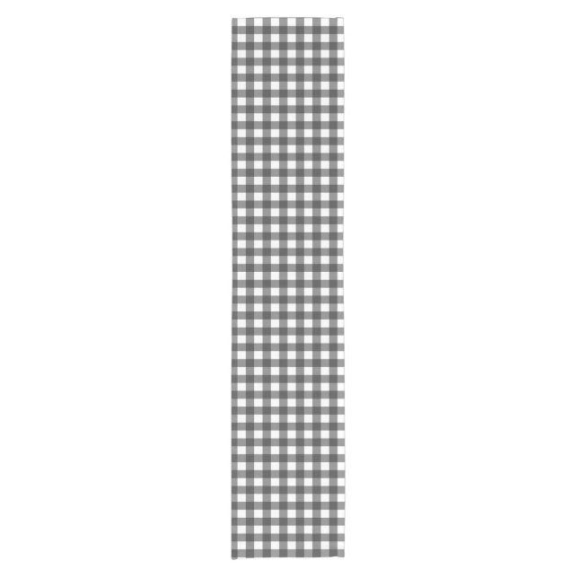 Black and White Vichy Print Gingham Pattern Short Table Runner (Front)