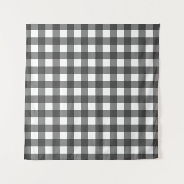 Black and White Vichy Print Gingham Pattern Tapestry (Front)