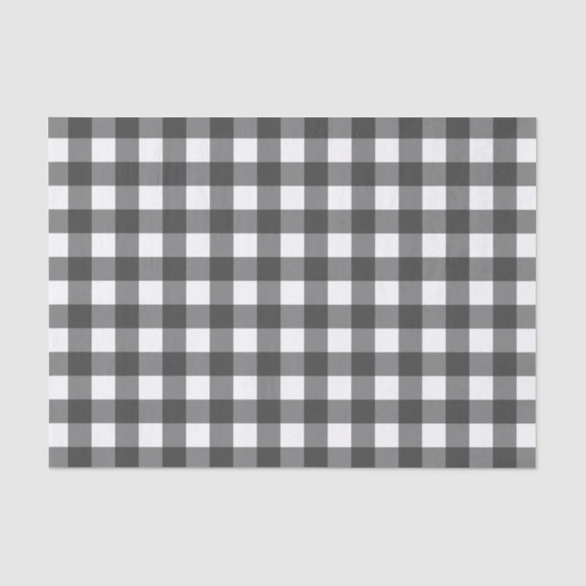 Black and White Vichy Print Gingham Pattern Tissue Paper (Front)