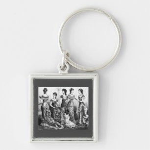 Black And White Victorian Fashions Keychain